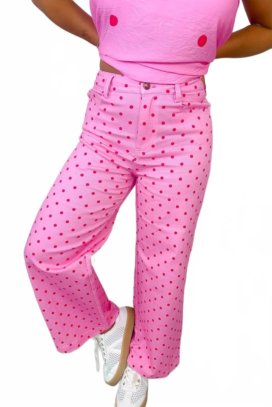 NEW ENTRO women's dottie pants in pink